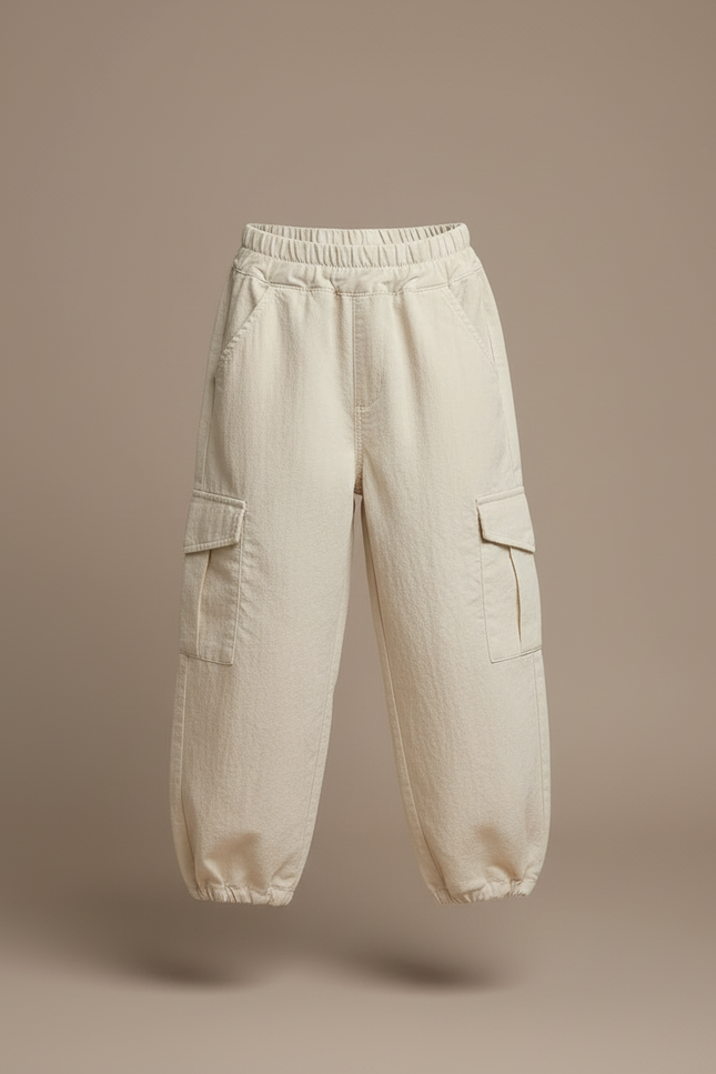 Pantalon Cargo Beige Coton Ample Poches Enfant - vue 3