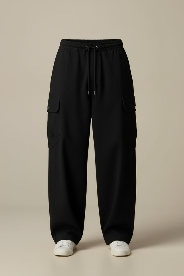 Pantalon Cargo Noir Large - Polyester - vue 3