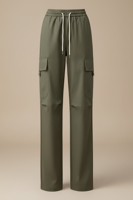Pantalon Cargo Femme Vert Olive Large - Kaki Polyester - vue 3