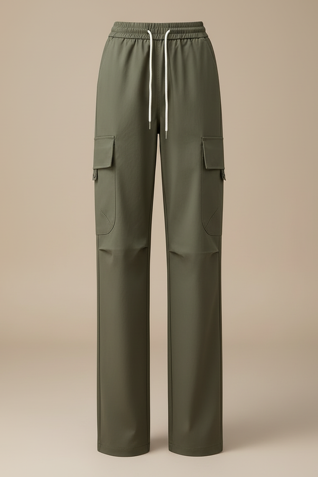 Pantalon Cargo Femme Vert Olive Large - Kaki Polyester - vue 3