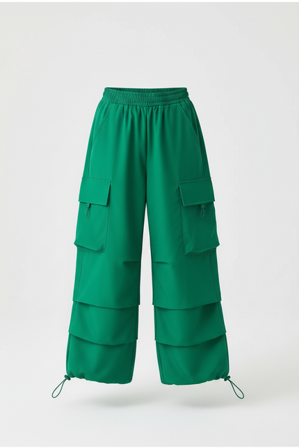 Pantalon Cargo Vert Ample Multipoches Fille - Polyester - vue 3