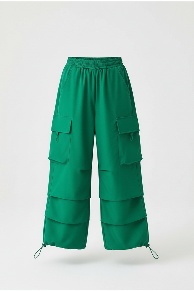 Pantalon Cargo Vert Ample Multipoches Fille - Polyester - vue 3