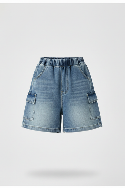 Pantalon Cargo Jean Bleu Ample Poches Enfants - vue 3