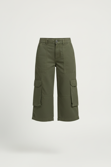 Pantalon Capri Cargo - Kaki Toile - vue 3
