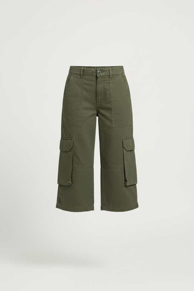 Pantalon Capri Cargo - Kaki Toile - vue 3