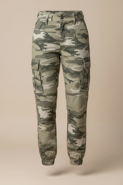 Pantalon Cargo Camouflage Militaire Ajusté Femme Jogger - Imprimé Toile - vue 3
