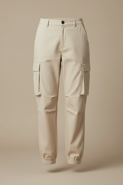 Pantalon Cargo Beige Coton Jogger Femme Décontracté - vue 3