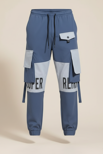 Pantalon Bleu Cargo - Polyester - vue 3
