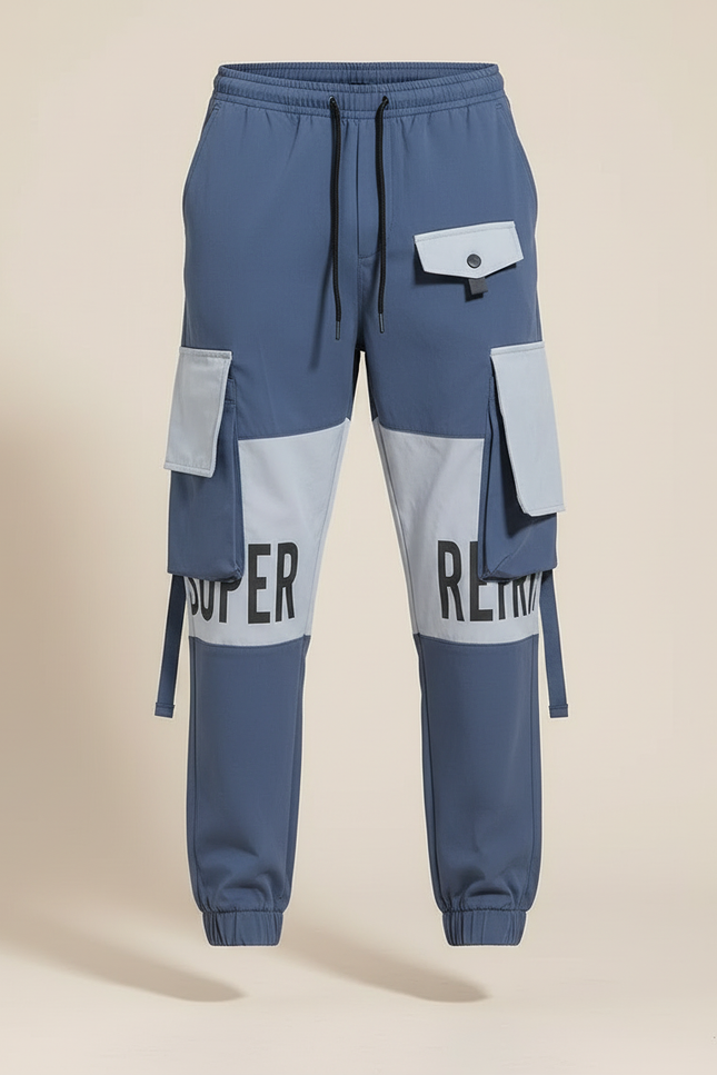 Pantalon Bleu Cargo - Polyester - vue 3