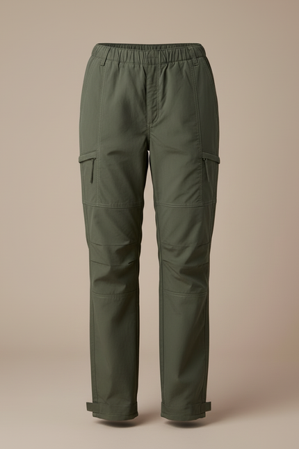 Pantalon Cargo Vert Militaire Ample Décontracté Femme - Kaki Toile - vue 3
