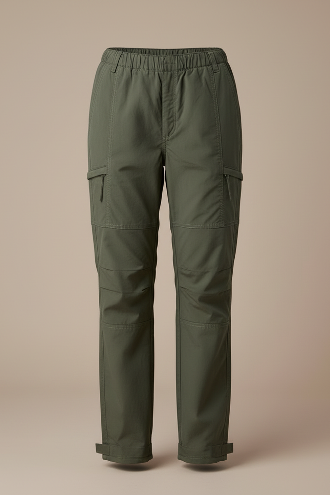 Pantalon Cargo Vert Militaire Ample Décontracté Femme - Kaki Toile - vue 3