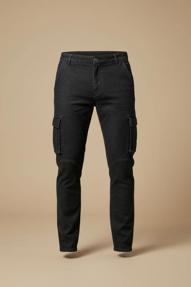 Pantalon Cargo Noir Slim Denim Multipoches Homme - Jean - vue 3