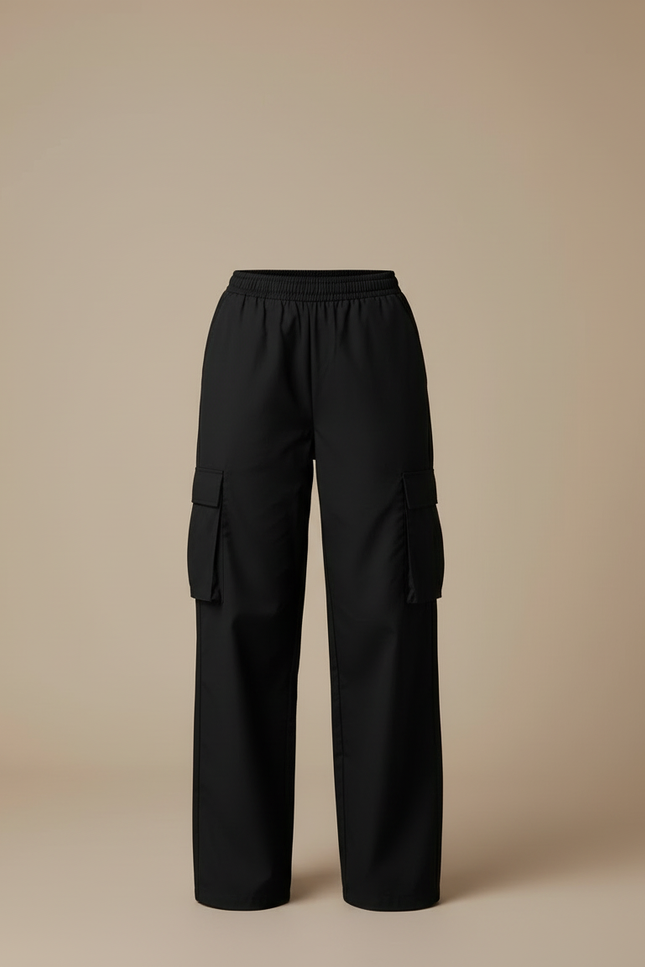 Pantalon Cargo Multipoches Femme - Noir Polyester - vue 3