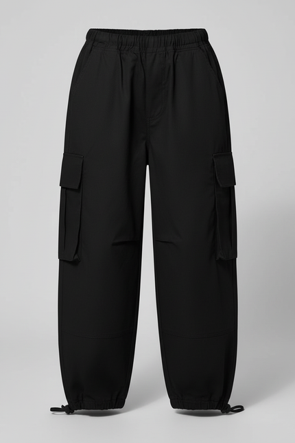 Pantalon Cargo Noir Ample Poches Fille Coton - vue 3