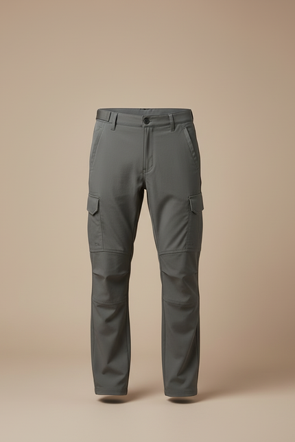 Pantalon Cargo Gris Coupe Droite Multi-Poches Décontracté - Polyester - vue 3