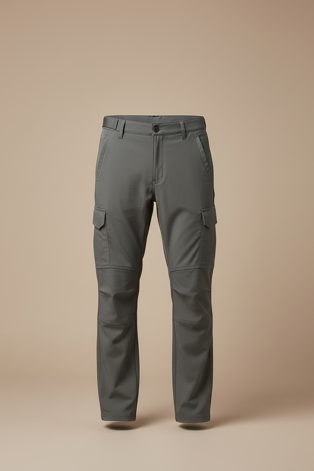 Pantalon Cargo Gris Coupe Droite Multi-Poches Décontracté - Polyester - vue 3
