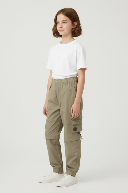 Pantalon Cargo Kaki Ample Détachable Enfant - Polyester - vue 3