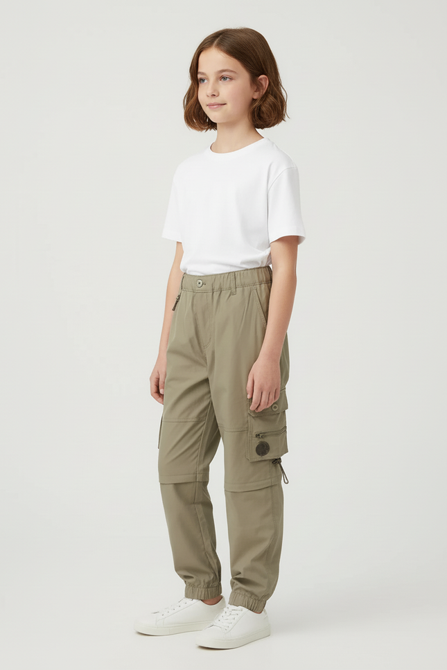 Pantalon Cargo Kaki Ample Détachable Enfant - Polyester - vue 3