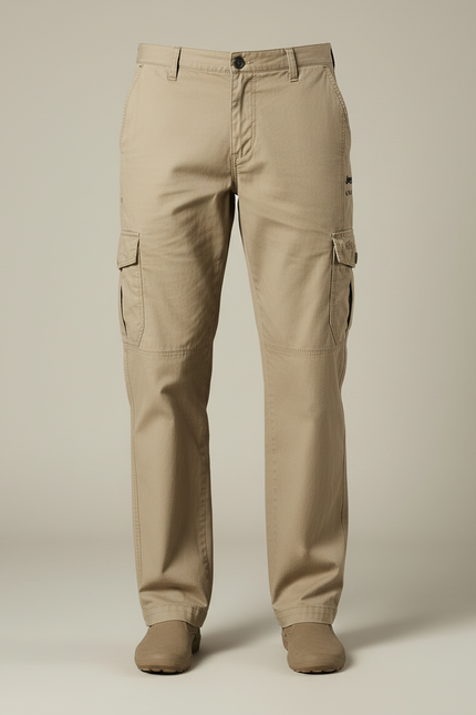 Pantalon Cargo Kaki Coton Multipoches Ample Décontracté - vue 3