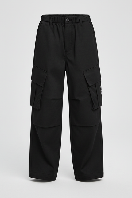 Pantalon Cargo Noir Ample Streetwear Enfant - Toile - vue 3