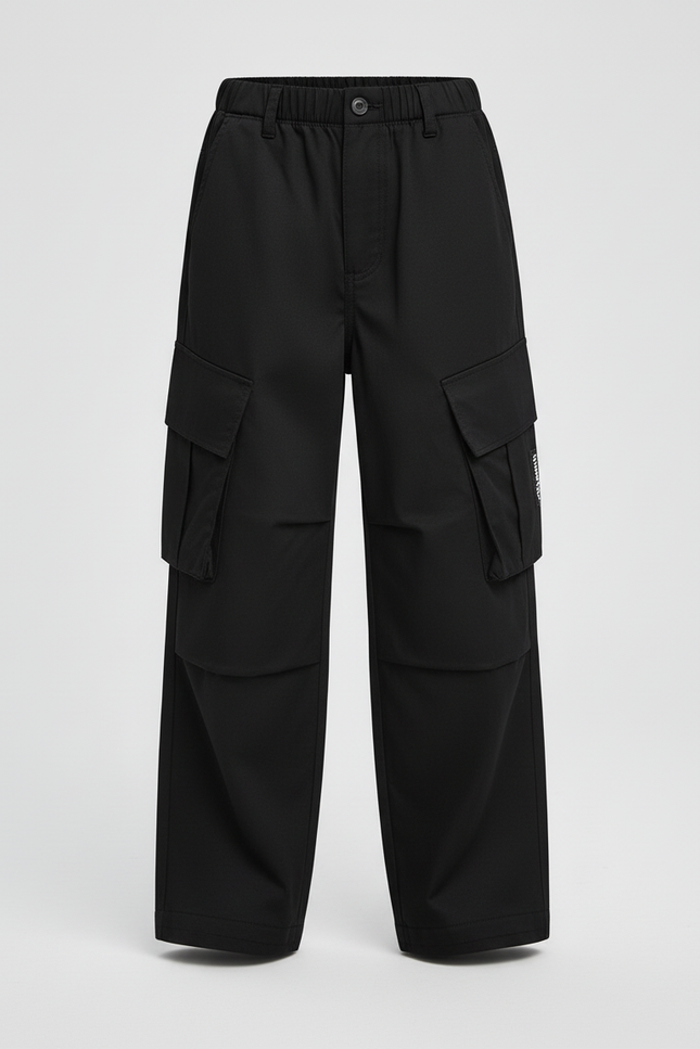 Pantalon Cargo Noir Ample Streetwear Enfant - Toile - vue 3