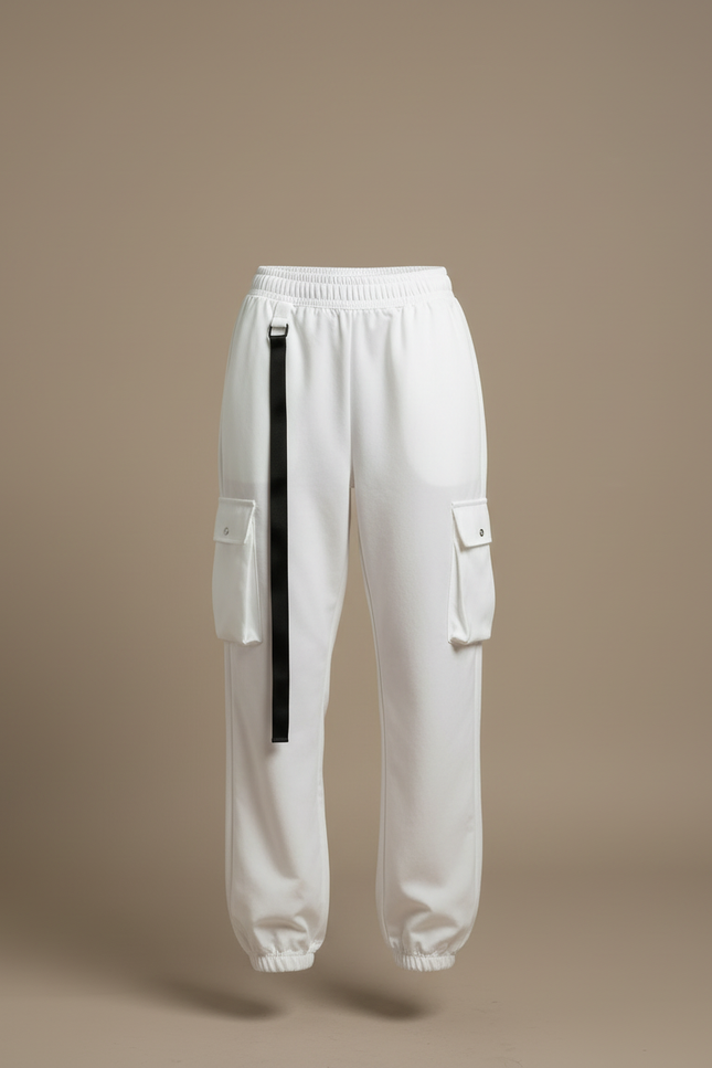 Pantalon Blanc Cargo Femme - Toile - vue 3