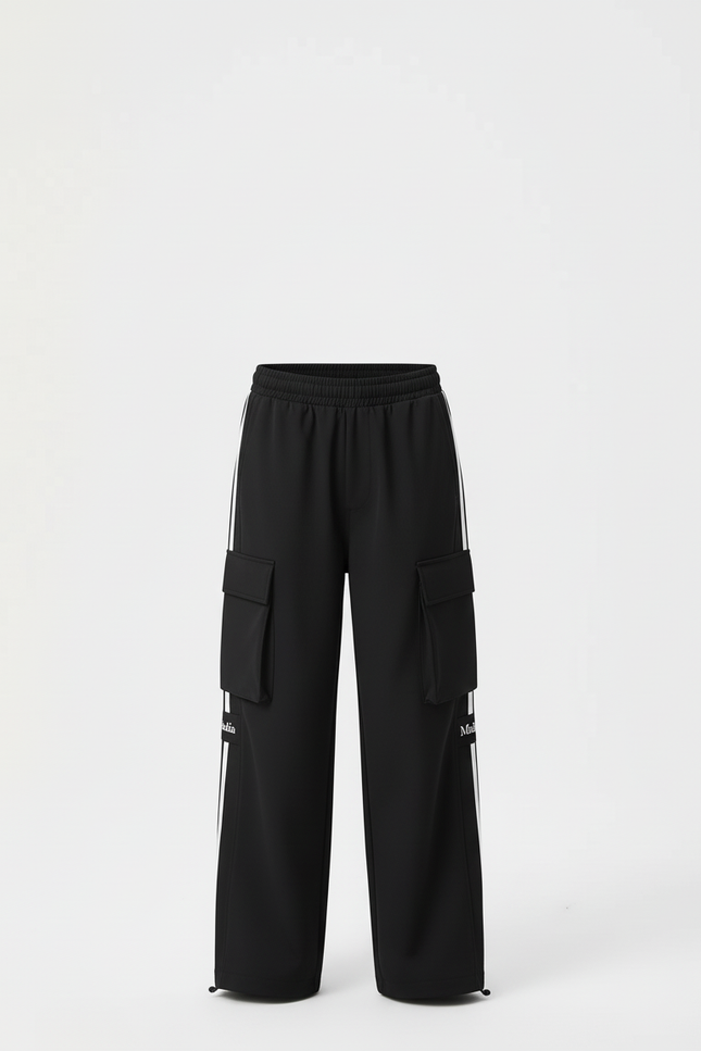 Pantalon Cargo Noir Ample Rayures Blanches Enfant - Polyester - vue 3